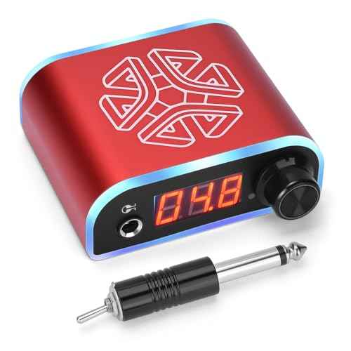 ATOMUS Tattoo Power Supply with Tattoo Pedal Colorful Light Power Cable for Tattoo Machine Pen Liner and Shader (Red)