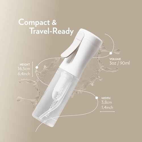 FLAIROSOL MyStyle, Spray Bottle for Hair - Small Travel Spray Bottle, Ultra Fine Continuous Water Mist for Face, Hairstyling, Salon, Cleaning, Beauty, Toners, Hydration & Makeup, 3.04oz / 90ml, White