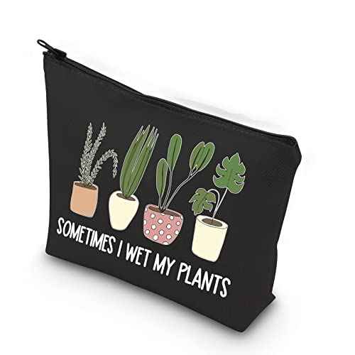 WCGXKO Plant Lover Gift Sometimes I Wet My Plants Funny Gardening Gift Zipper Pouch Cosmetics Bag for Plant Mom (WET MY PLANTS black)