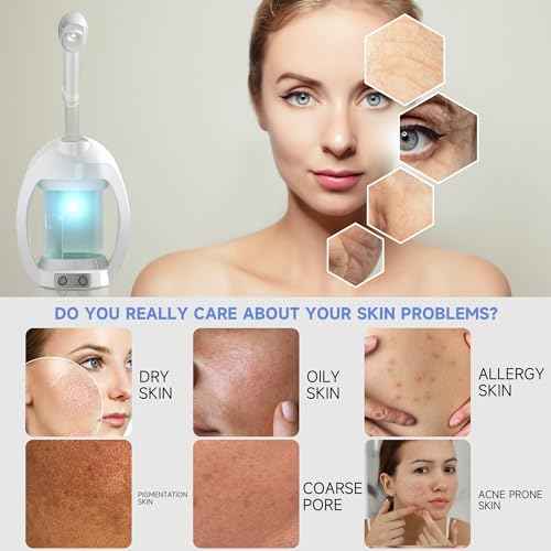 Facial Steamer, Face Steamer for Esthetician and Nano Ionic Portable Ozone Hair Steamer, Professional Facial Steamer for Home Facial Spa(White)