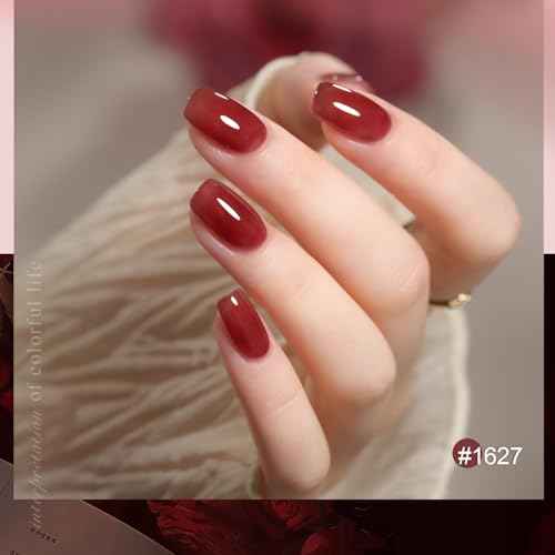 GAOY Rose Garden Jelly Gel Nail Polish of 6 Transparent Nude Red Pink Brown Colors Sheer Gel Polish Kit for Salon Manicure and Nail Art DIY at Home