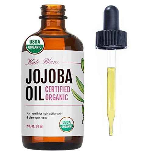 Kate Blanc Cosmetics Jojoba Oil for Softer Hair & Smoother Skin. Gua Sha Oil for Face & Dermaplaning (2oz, Organic, 100% Pure, Natural)