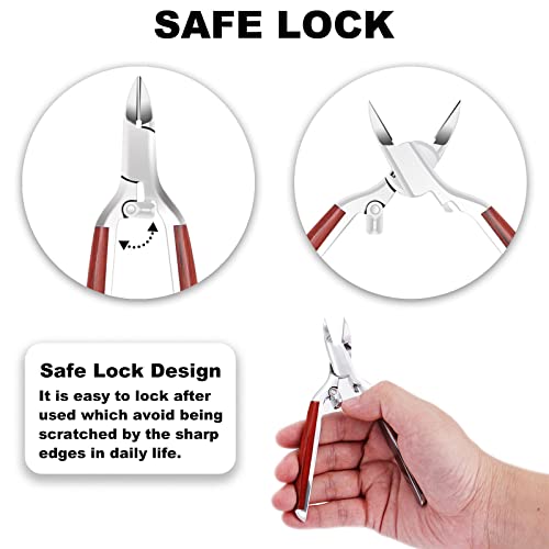 Podiatrist Toenail Clippers for Ingrown&Thick Toenails, alicates para u?as de pies, Luxury Wooden Handle Nail Clippers, Professional Toenail Cutter for Seniors, Men, Women