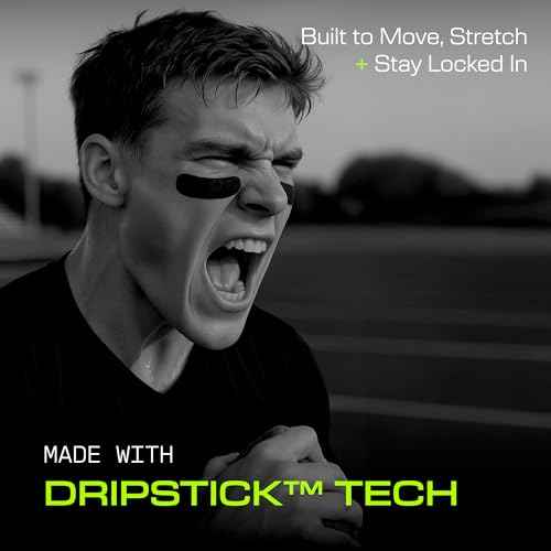 DRIP Strips Flexible Eye Black Stickers, 24 Pack, Stretch-Fit Tape, Moves With You, Breathable, Sweat-Proof, Athletic-Grade Hold for Baseball, Football, Softball, Lacrosse, Hockey, Soccer, OG Strips