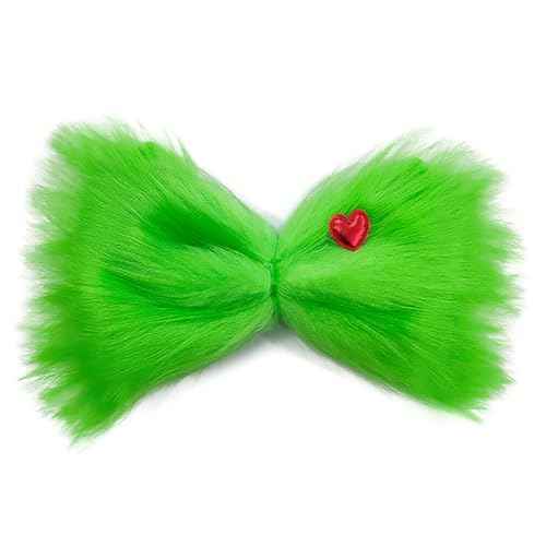 Large Green Furry Hair Bow Halloween Hair Clip for Women Girls Christmas Hair Accessories Christmas Tree Decorations