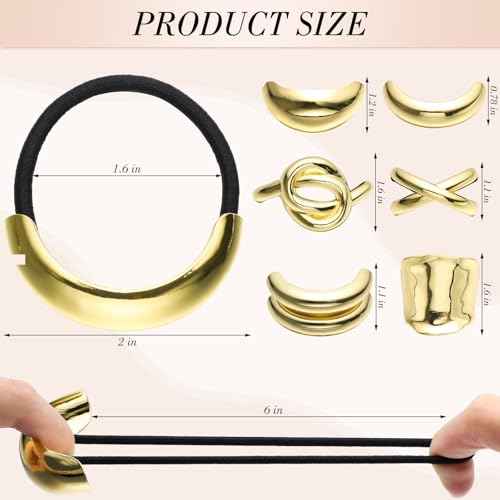 6 PCS Metal Hair Ties, Gold Hair Cuffs Ponytail Cuff for Women Summer Gift