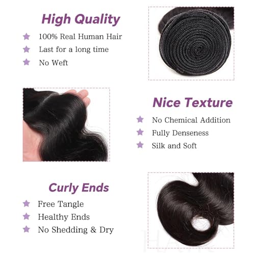 Bundles Human Hair Body Wave 18 20 22 Inch 12A Quick Weave Human Hair Bundles Natural Black Hair Extensions