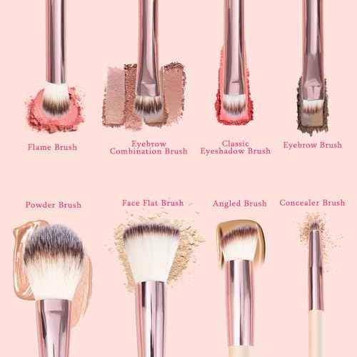 Mini 8-Piece Travel Makeup Brush Set with LED Light Mirror, Personalized Monogrammed Brush for Teen Girls, Stylish and Compact Travel Essentials(Pink-B)