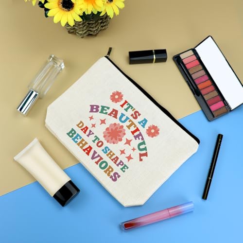 BCBA Therapist Gift Cosmetic Bag Funny Behavior Therapist Gift Behavior Therapist Appreciation Gift RBT ABA Behavior Analyst Gift Special Education Teacher Gift Travel Zipper Toiletry Bag Makeup Pouch