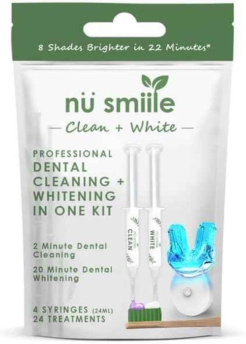 Professional Cleaning and Teeth Whitening Kit by nu smiile - Includes Blue LED Light - Visible Results in 20 Minutes - Xyliprox Teeth Whitening Gel - 30 Treatments