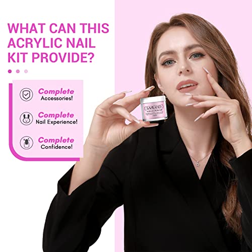 Saviland Acrylic Nail Kit ? Nails Kit Acrylic Set Acrylic Powder & Liquid with Builder Nail Gel Nail Drill Glitter Nail Art Powder Acrylic Nail Tools for Home DIY Nail Salon Use Christmas Gift