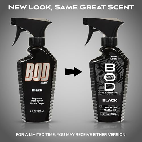 BOD man Fragrance Body Spray, Black, 8 fl oz (Pack of 2)