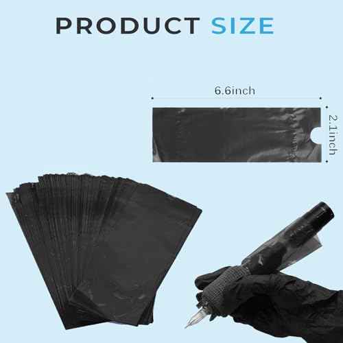 200PCS Tattoo Pen Cover,Black Rotary Tattoo Machine Pen Bags Sleeves for Tattoo Artist,Thickness&Wider Pen Machine Covers Fit All Tattoo Machines Pen