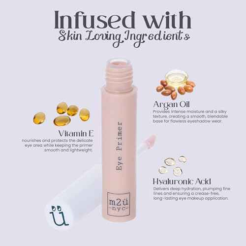 M2U NYC Hydrating Eye Primer ? Preps Eyelids for Intense Eyeshadow Colors, Long-Lasting, Crease-Free Wear, Smudge-Proof, Lightweight Eye Shadow Primer - Non-Greasy Gripping Formula for Wrinkle-Filling