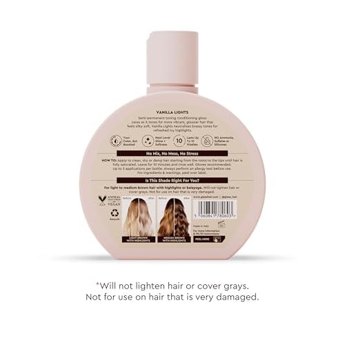 Glaze Supergloss Color Conditioning Gloss ? Hydrating Semi-Permanent Color Hair Gloss & Shine Boost ? Color Depositing Mask - Vegan, Cruelty-Free ? 6.4 Fl Oz - Vanilla Lights - Cool Blue Toner