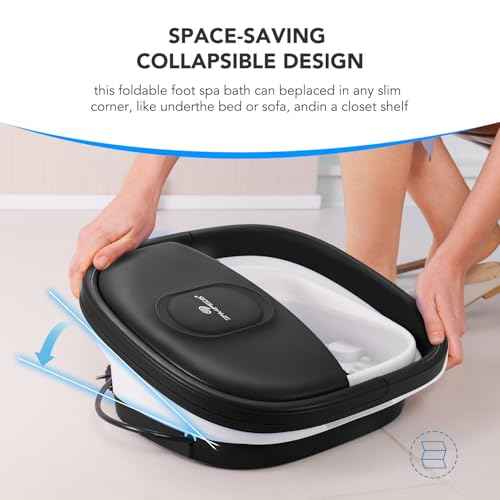 2025 Collapsible Foot Spa Bath with Massage Roller and Jets, Red Light, Pedicure Tool, Feet Soaking Tub for Stress Relief & Soft Feet, Gift for Mom and Dad