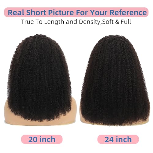 Afro Kinkycurly Wig Human Hair Kinky Curly13x6 Lace Front Wig 100% Real Human Hair Wigs 200 Density 16 Inch True to Length and Density 13x6 Lace Wigs for Women Preplucked Hairline Natural Black Color