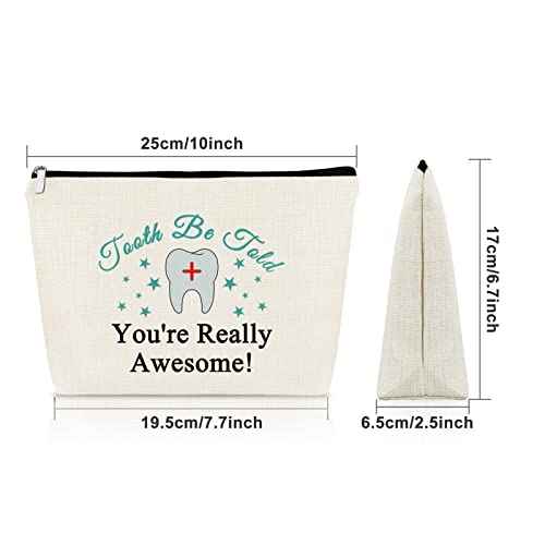 Sazuwu Dental Hygienist Gifts for Women Makeup Bag Dental Assistant Gift Dental Appreciation Gift Cosmetic Bag Graduation Gifts for Dentist Birthday Christmas Retirement Gift Travel Pouch