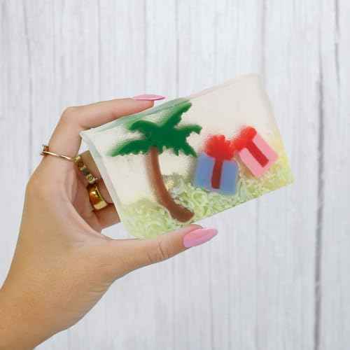 Primal Elements Glycerin Christmas Bar Soap | Helps All Skin Types, Sensitive, Oily & Dry Skin | NO PARABENS, VEGAN, GLUTEN FREE, 100% VEGETABLE BASE - (Christmas in Paradise)