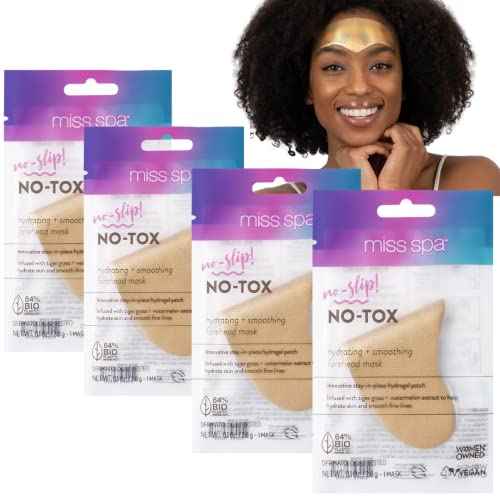MISS SPA Forehead Wrinkle Patches, Hydrating Smoothing Forehead Mask, No-Tox Anti-Aging Wrinkle Patches, Fine Lines Serum Hydrogel Forehead Patch, Hydrate Skin and Smooth Fine Lines, 4 Patches