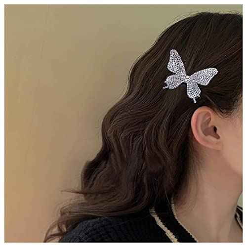 Andelaisi Silver Vintage Rhinestone Butterfly Hair Clip - Hair Securing, Hairdressing - 3D Butterfly, Solid Pattern, One Count