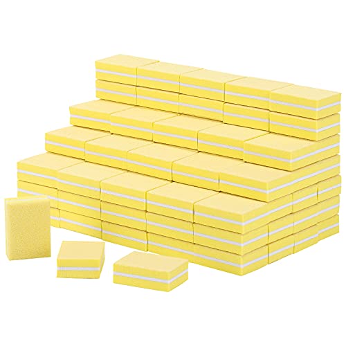100 Pcs Mini Buffers for Nails 180/100 Grit Nail Buffers for Nail Care(Yellow)