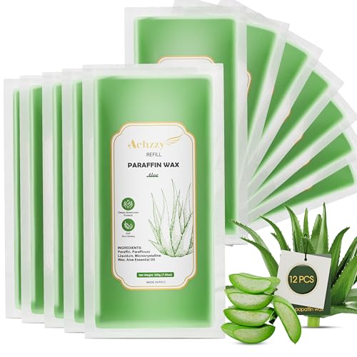Natural Paraffin Wax Refills, 12-Pack Paraffin Wax Blocks of Aloe Scent for Paraffin Bath, Paraffin Wax for Hand and Feet for Deep Hydration, Moisturizing and Nourish(Aloe)