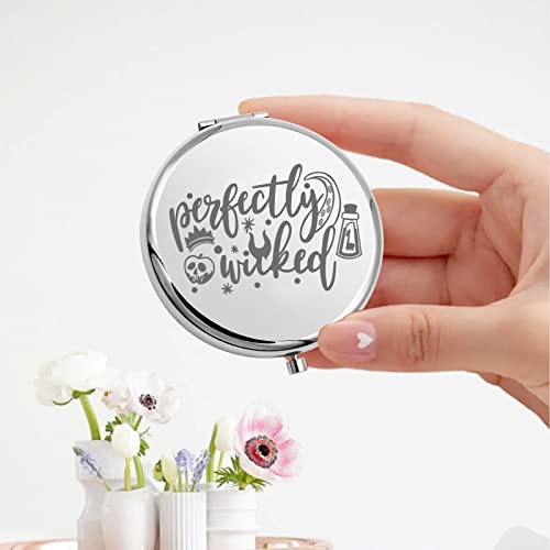 KEYCHIN Villains Movie Pocket Mirror Evil Queen Fans Gifts Perfectly Wicked Halloween Compact Mirror for Women Girl Teenagers (Perfectly Wicked Mirror-S)