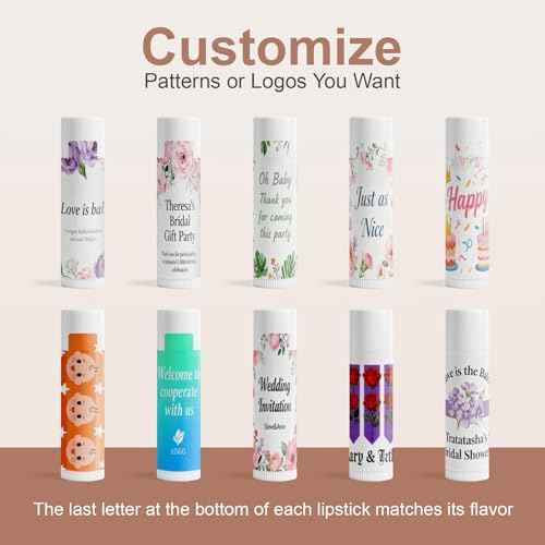 Lip Balm Bulk Unlabeled 50 Pack, Natural Lip Balms Set Gifts For Women, Custom Party Favors Appreciation Christmas Gift For Coworkers, Ideal For Weddings, Birthday, Baby Showers- 5 Flavors