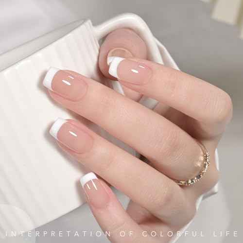 GAOY White Swirl Gel Nail Polish Art Liner, 12ml Classic Color Nail Paint Design with Thin Brush, UV Light Cure for DIY French Manicure at Home