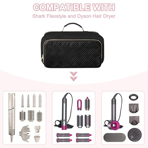 Fasrom Travel Carrying Case Compatible with Shark Flexstyle Hair Dryer, Hair Tool Organizer Bag Compatible with Dyson Airwrap and Straightener, Black