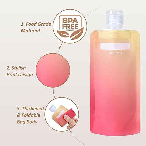 PACKISM Travel Pouches for Toiletries - 12 Pack Leak Proof 3oz TSA Approved Travel Size Containers, Stand Up, Slim & Lightweight Design, Take up Less Space, Pack More Liquids