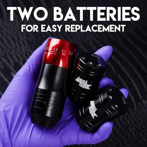 Professional Wireless Tattoo Pen Kit with 2 Batteries - Complete Tattoo Machine Set for Beginners 7 Adjustable Strokes 2.4-4.2mm 20 Cartridge Needles Rotary Tattoo Gun for Lining & Shading