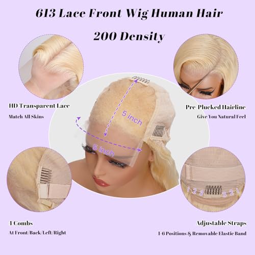NBRUW 613 5x5 Lace Front Wig Human Hair 200 Density 22 Inch Straight 613 Blonde Wig Human Hair 5x5 200 Density HD Lace Front Closure Wigs Human Hair Blonde Pre Plucked for Women