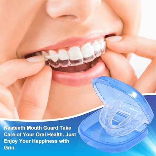 Mouth Guard for Grinding Teeth at Night, Neateeth Night Guards for Teeth Grinding & Clenching, Pack of 4 Dental Guards for Sleeping ? 2 Sizes, Travel Case Included