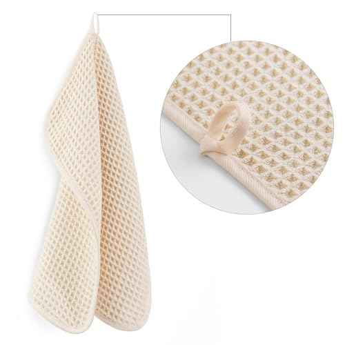 POLYTE Microfiber Lint Free Washcloth Face Towel, 13 x 13 in, 4 Pack (Waffle Weave)