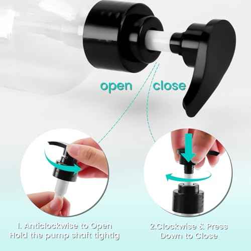 Teyssor Pump Bottle Dispenser Clear 2 Pack 500ml/16.9oz Empty Plastic Liquid Soap Dispensers, BPA-Free Refillable Container for Essential Oil Shampoo Lotion