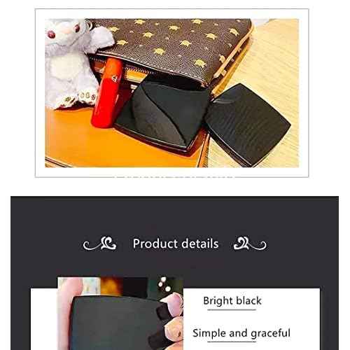 Fashion Compact Cosmetic Mirror, Elegant Compact Purses Makeup Mirror, Small Compact Mirror 2 x 1 Magnification, Square, Perfect for Purses - Travel, Black