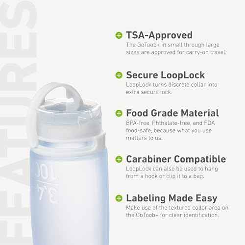 humangear GoToob+ (Medium) | Refillable Silicone Travel Bottle | Locking Lid | Food-Safe Material | Clear, Medium (2.5 fl.oz.; 74ml)