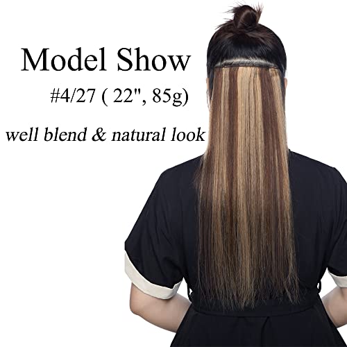 MY-LADY Clip in Hair Extensions Real Human Hair Platinum Blonde 22 Inch 85g Remy Hair 8pcs Weft Balayage Full Head Natural Straight for Women