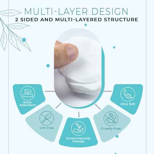R-Neu Premium [Turkish] Cotton Rounds, 400 Count, Stitched, Waffle Textured, 100% Pure & Natural Cotton Pads for Face, Hypoallergenic Makeup Remover (4 Pack of 100)