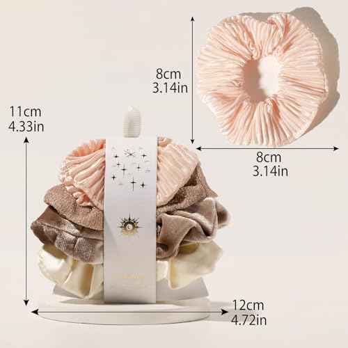 Artilady Hair Scrunchies for Girls - 4 Pack Christmas Hair Ties Gifts for Women Soft and Cute Velvet Silk Satin Scrunchies Hair Accessories Wedding Bridesmaid Holiday Birthday Teacher Gift