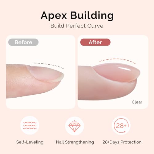 MelodySusie Top Coat Builder Gel Base Coat No Wipe Glossy Set Long Lasting Shine Finish Soak Off UV LED Nail Lamp Nail Polish Art Design Manicure Kit Perfect Gifts for Women Girls 3 Pcs 15ml Clear