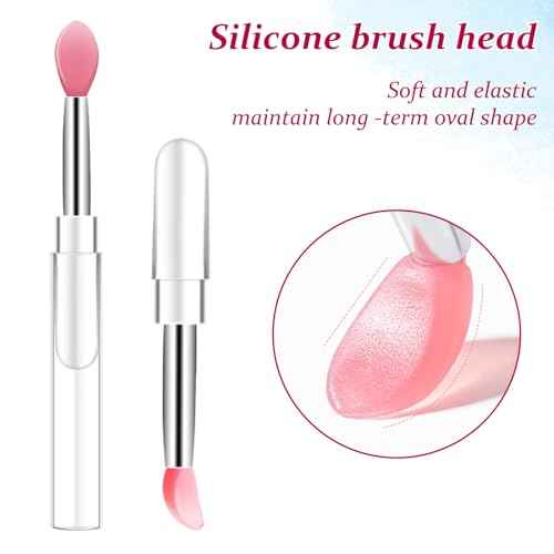 10Pcs Lip Brush Silicone Lip Brushes Tool Lipstick Applicator Brushes with Caps for Makeup Beauty Brushes, Lip Mask Applicator,Eyeshadow Lip Brush for Applying Mask Oil, Lipstick Lip Gloss