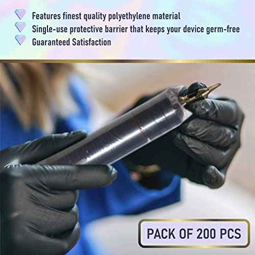 BRAWNA 220 Pack PMU Machine Pen Cover - Microneedling Machine Sleeve - PMU Supplies - Color - Clear