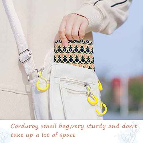 Small Makeup Bag Blue Floral Mini Makeup Zipper Pouch Coin Purse Corduroy Makeup Bag Small Cosmetic Bag for Purse Essentials Items Girl Women Aesthetic Stuff