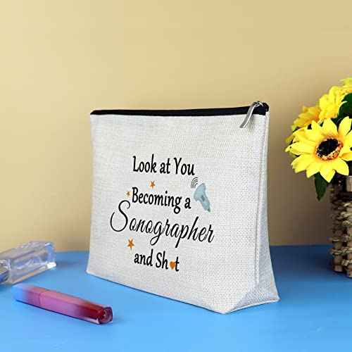Sonographer Gift Makeup Bag Ultrasound Tech Gift Sonography Tech Gifts Cosmetic Bag Radiologist Gift Christmas Birthday Gifts for Women Sonographer Radiologist Graduation Gift Travel Toiletry Bag