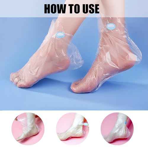 100pcs Paraffin Bath Liners - Disposable Plastic Foot Covers for Moisturizing Foot Spa, Women's Feet Care Socks (Transparent)