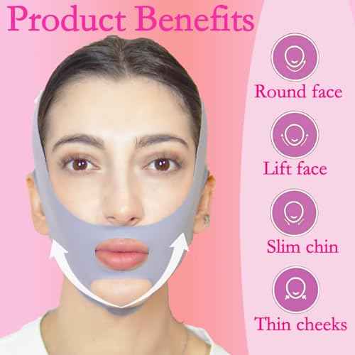 V Line Lifting Mask Chin Strap for Sleeping, Face Lifting Strap, Chin Strap, V Line Mask, Jawline Shaper, Jaw Strap, Double Chin Reducer, Face Lift Tape & Snoring Solution (Grey)