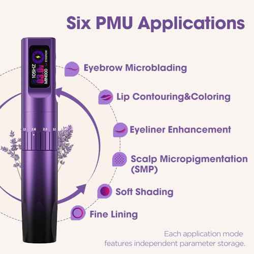 INKin PMU Machine with 6 Adjustable Stroke Lengths 2.0?3.5mm, Microblading Machine with 6 Memory Settings and 800mAh Battery, 130g Lightweight Lavelle Tattoo Gun for Brows, Lips, Eyeliner, SMP